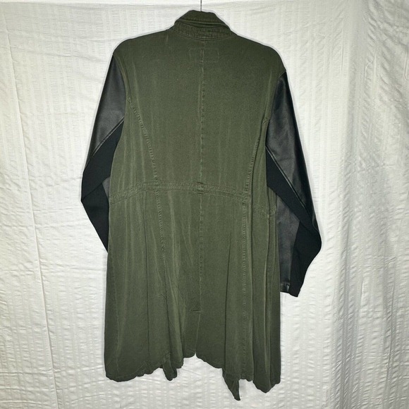 Torrid Jacket Womens 2XL Olive Green Black Twill Faux Leather Anorak Drape Coat - Picture 9 of 11